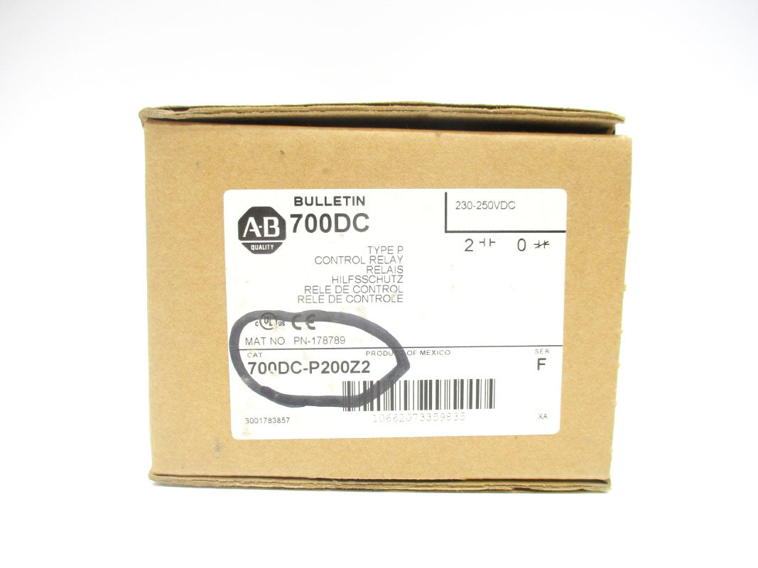 ALLEN BRADLEY 700DC-P200Z2 SER. F 230-250VDC (BR/WH) NSMP