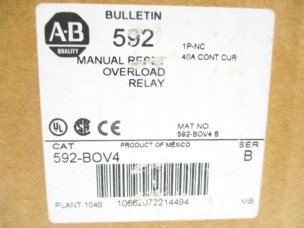 ALLEN BRADLEY 592-BOV4 SER. B 600VAC 40A (BR/WH) NSMP