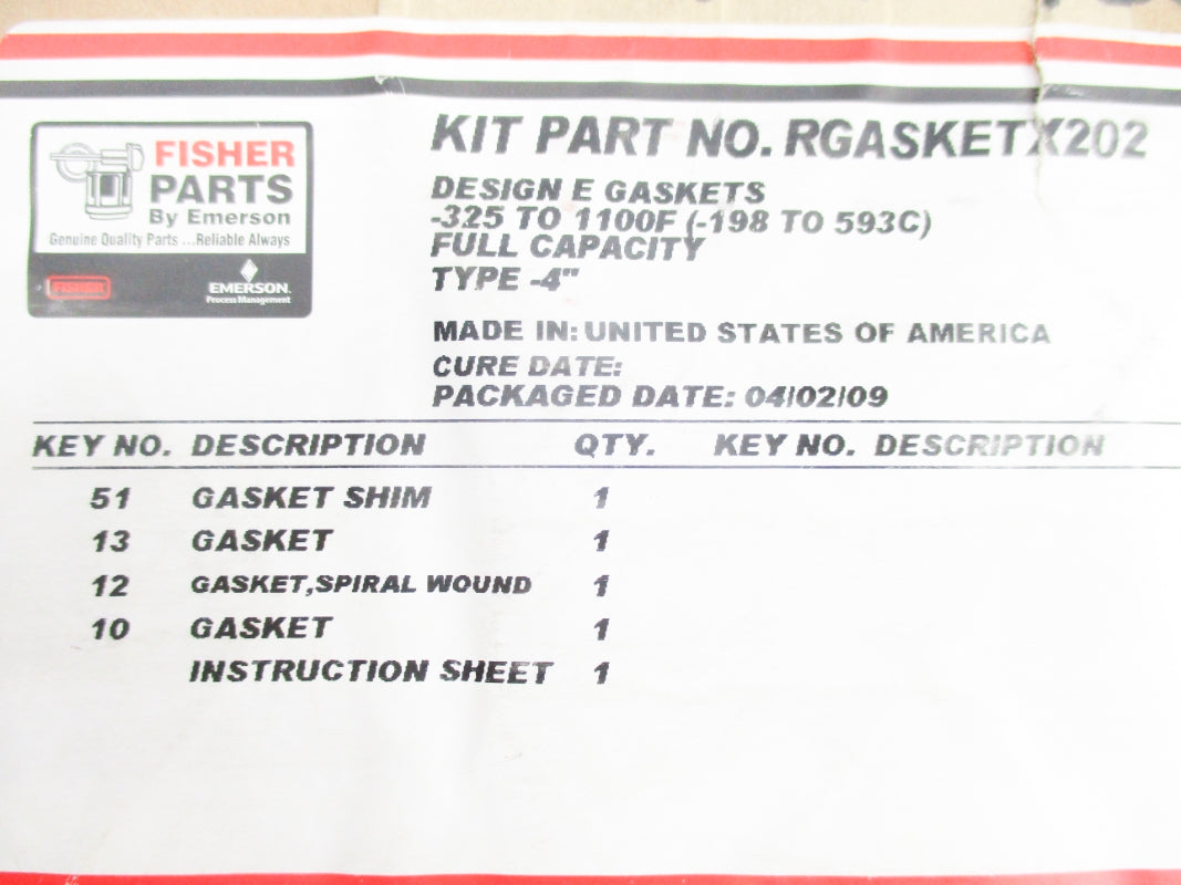 FISHER RGASKETX202 NSFS
