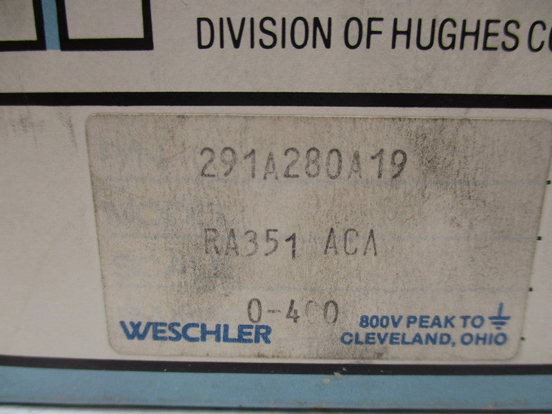 WESCHLER INS 291A280A19  NSMP