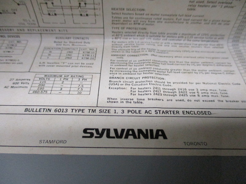 SYLVANIA 6013 TYPE TM  NSNP