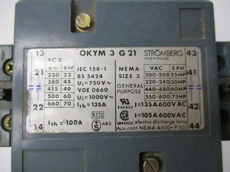 STROMBERG OKYM 3 G 21 600VAC  NSNP