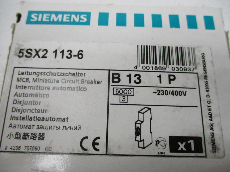 SIEMENS 5SX2-113-6 CIRCUIT BREAKER 13A 230/400V  NSMP