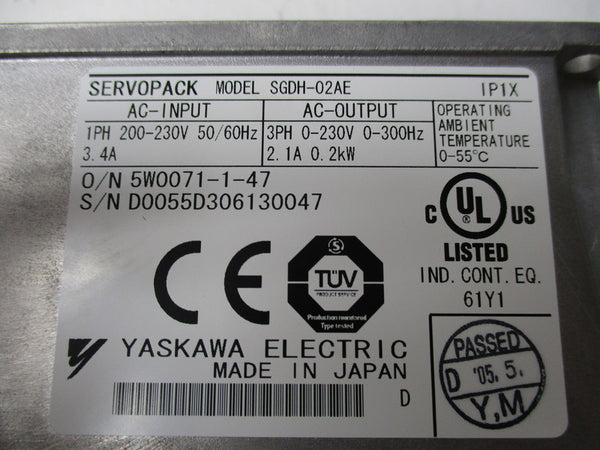 YASKAWA SGDH-02AE 200-230V 3.4A NSMP