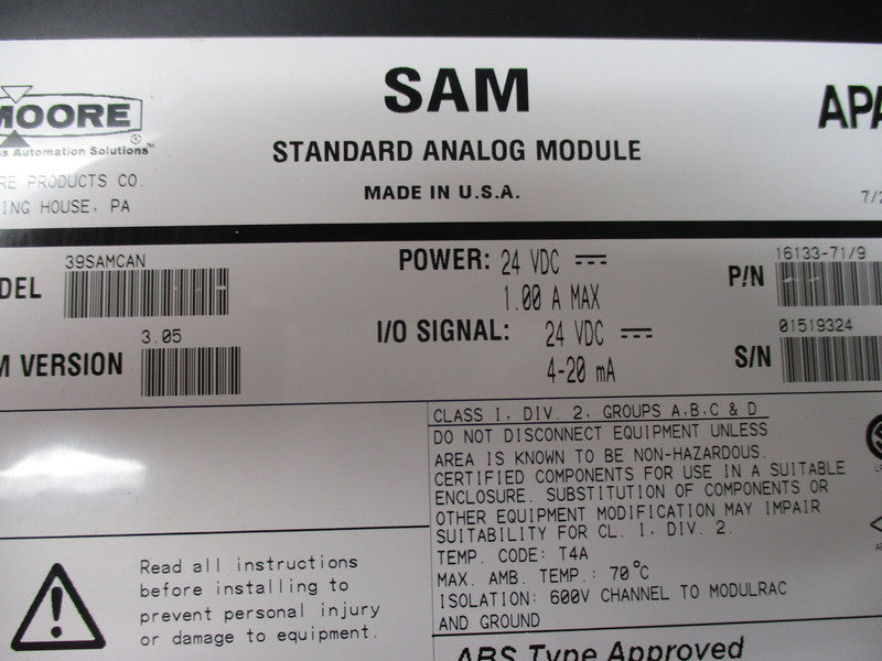 MOORE 16133-7 1/9 39SAMCAN  NSNP