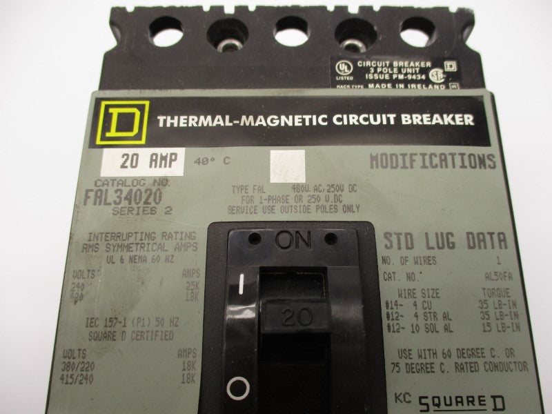SQUARE D FAL34020 480V 20A NSMP