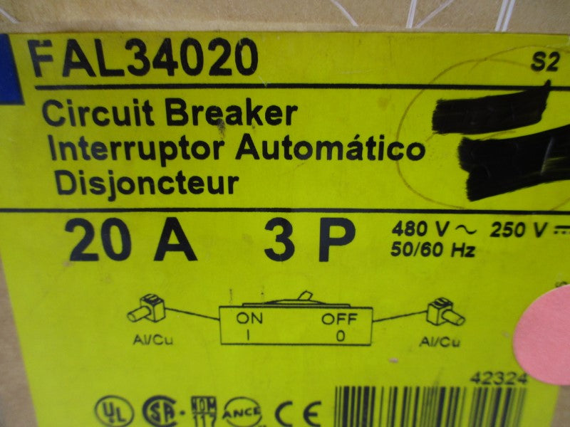SQUARE D FAL34020 480V 20A NSMP