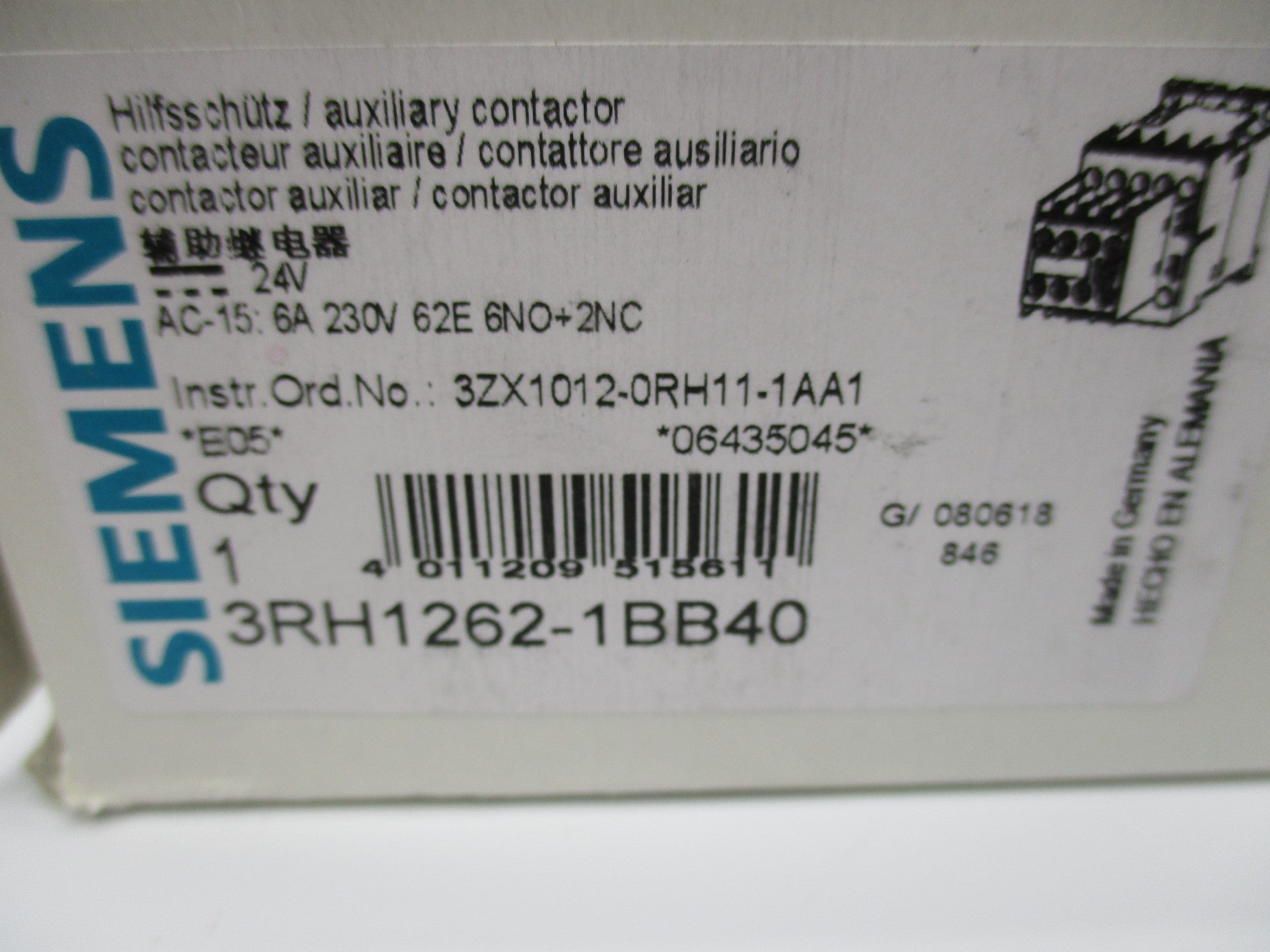 SIEMENS 3RH1262-1BB40 24VDC 10A NSMP
