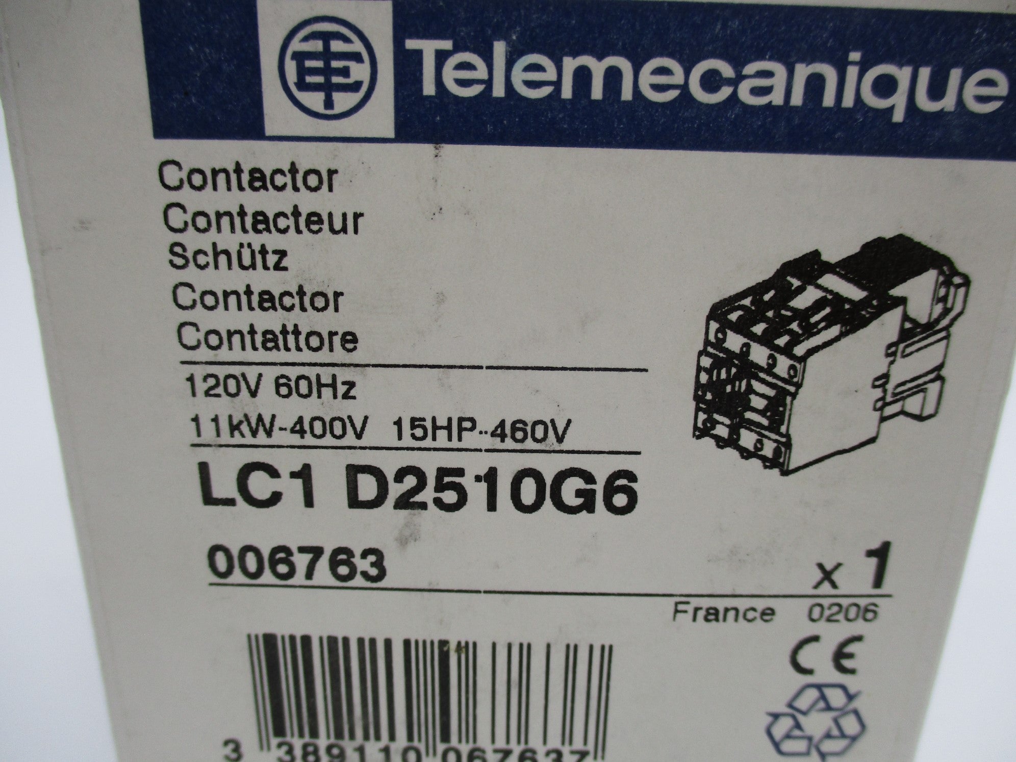 TELEMECANIQUE LC1D2510G6 120V NSMP