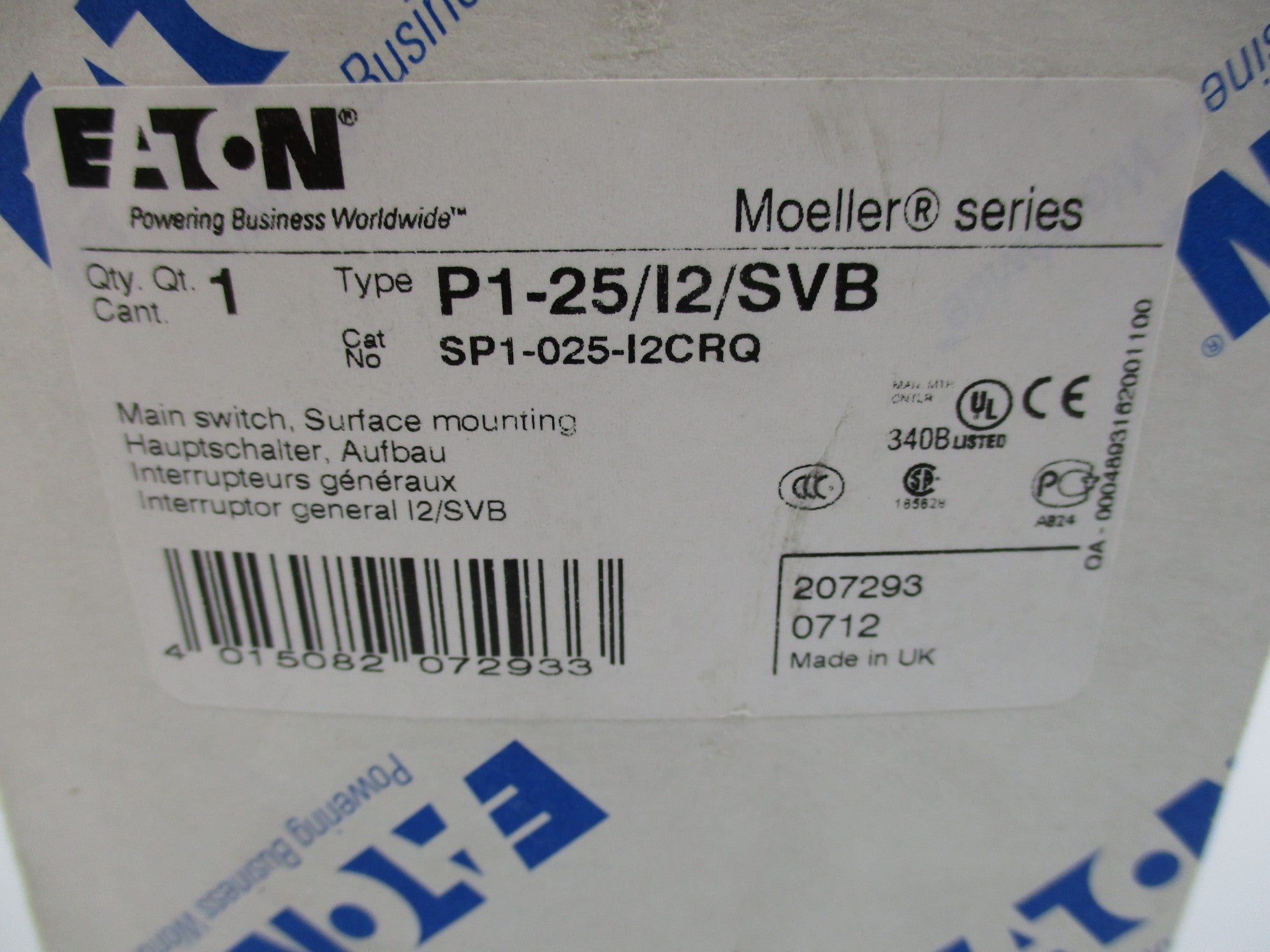 EATON P1-25/I2/SVB SP1-025-I2CRQ NSMP