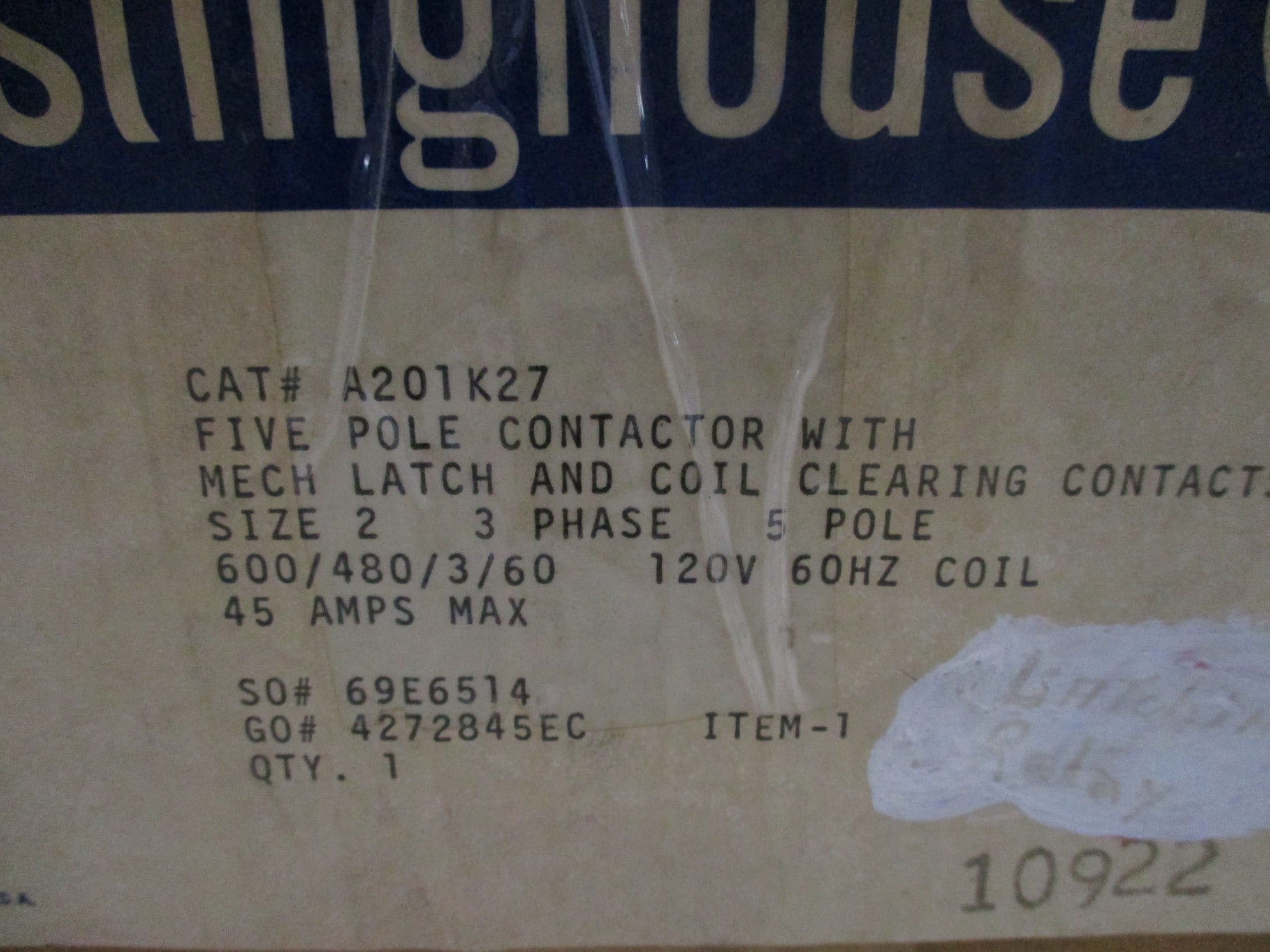 WESTINGHOUSE A201K27 110/120V UNMP