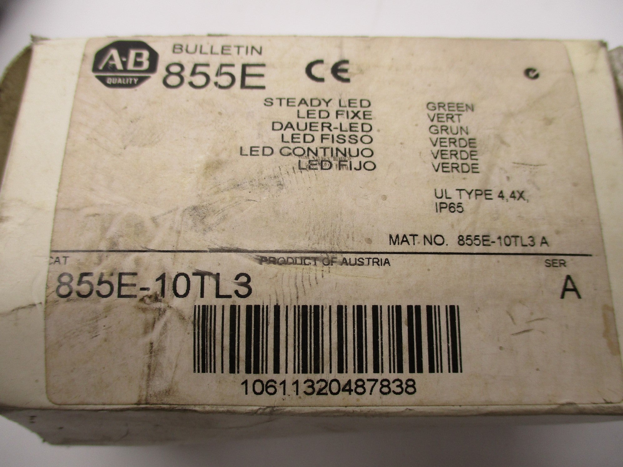 ALLEN BRADLEY 855E-10TL3 SER. A120VAC (WH) NSMP