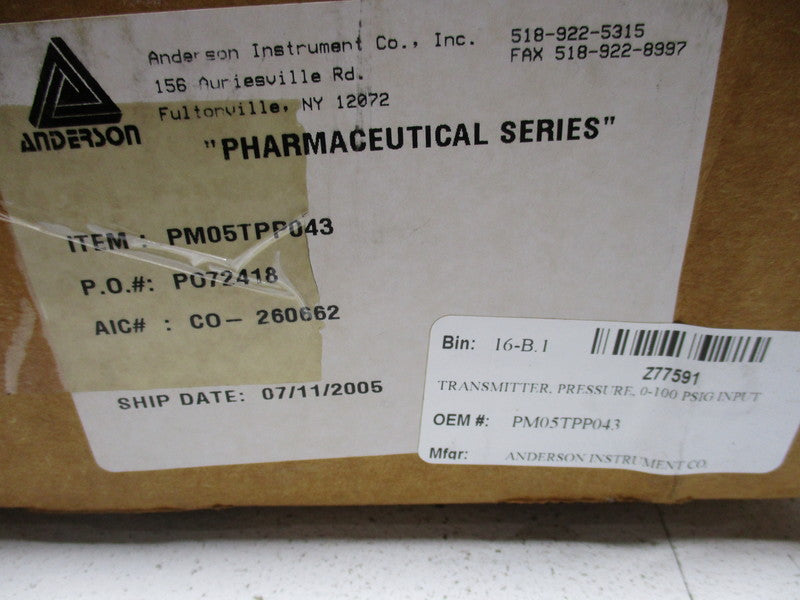 ANDERSON INSTRUMENT TPP21212311G000 PM05TPP043  NSMP