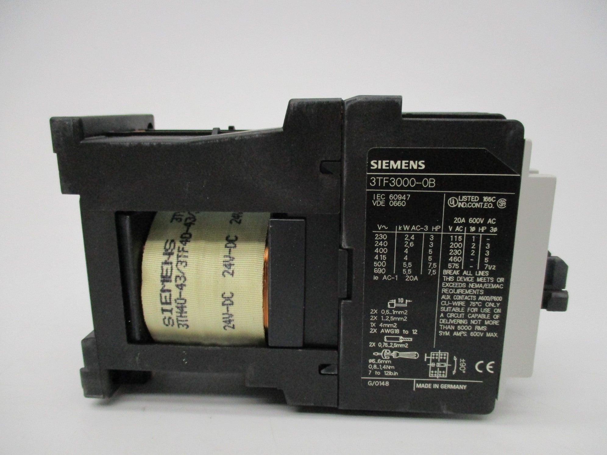 SIEMENS 3TF3000-0BB4 24VDC 20A NSMP