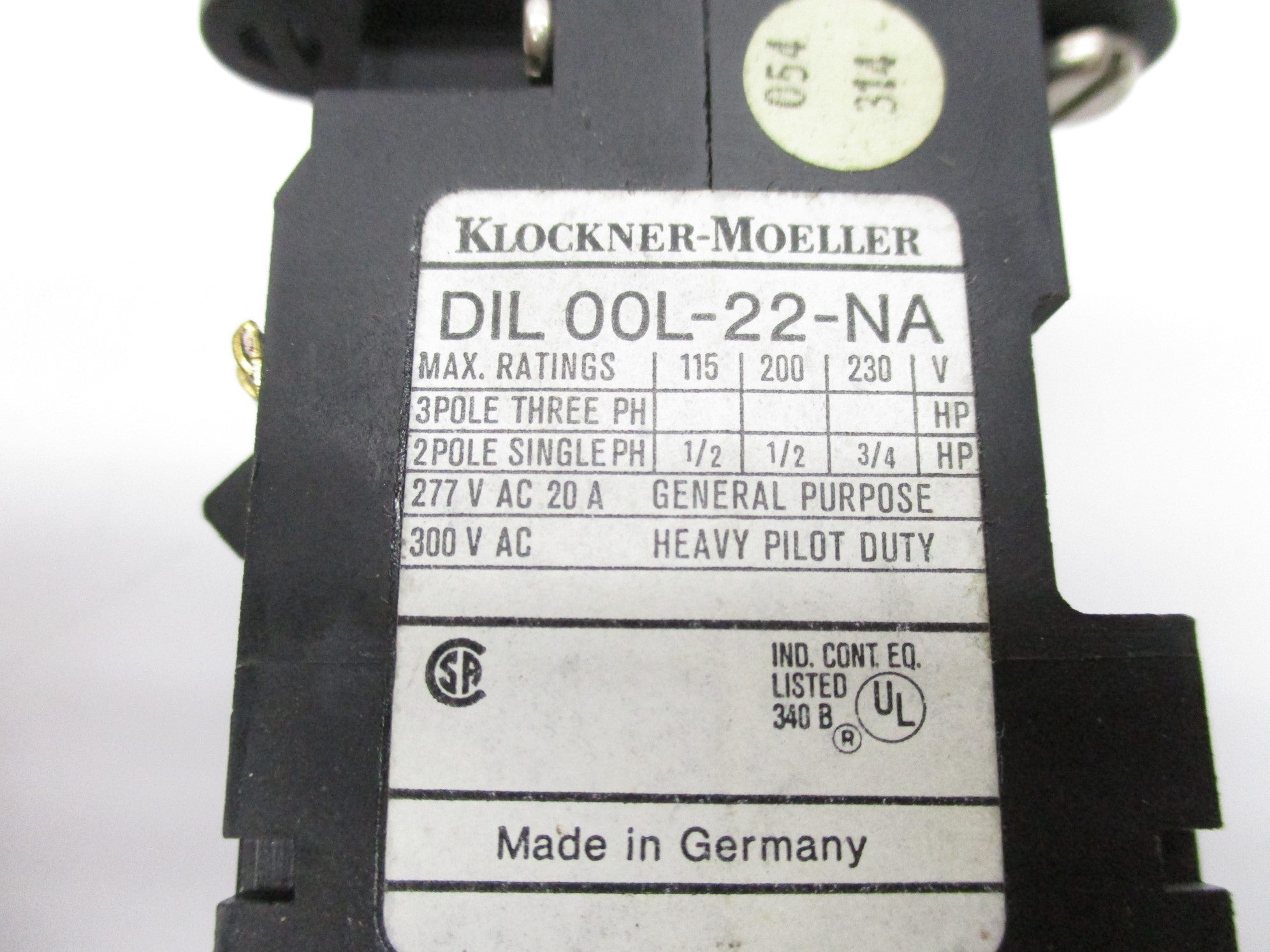 KLOCKNER MOELLER DIL00L-22-NA 120V 20A NSNP