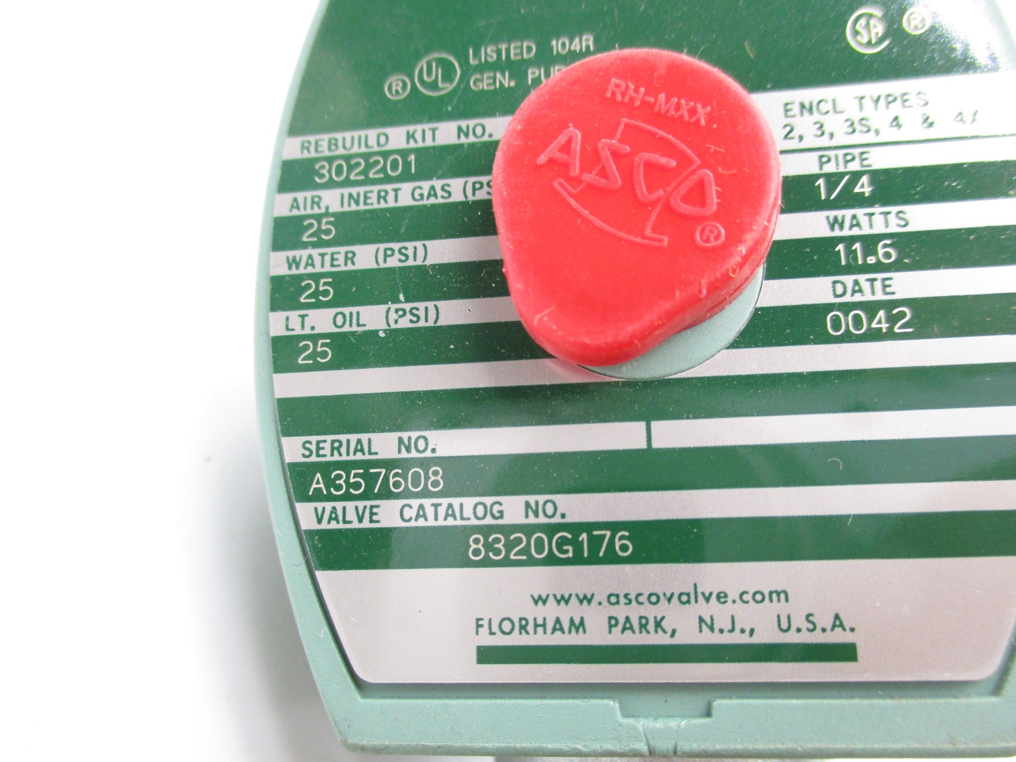 ASCO 8320G176 110/120V 25PSI 1/4" NSNP