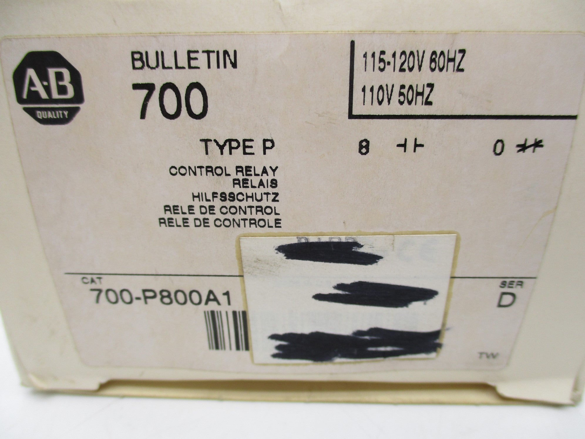INDUSTRIAL SPARE PART 700-P800A1 SER. D 110/115-120V (WH) NSMP