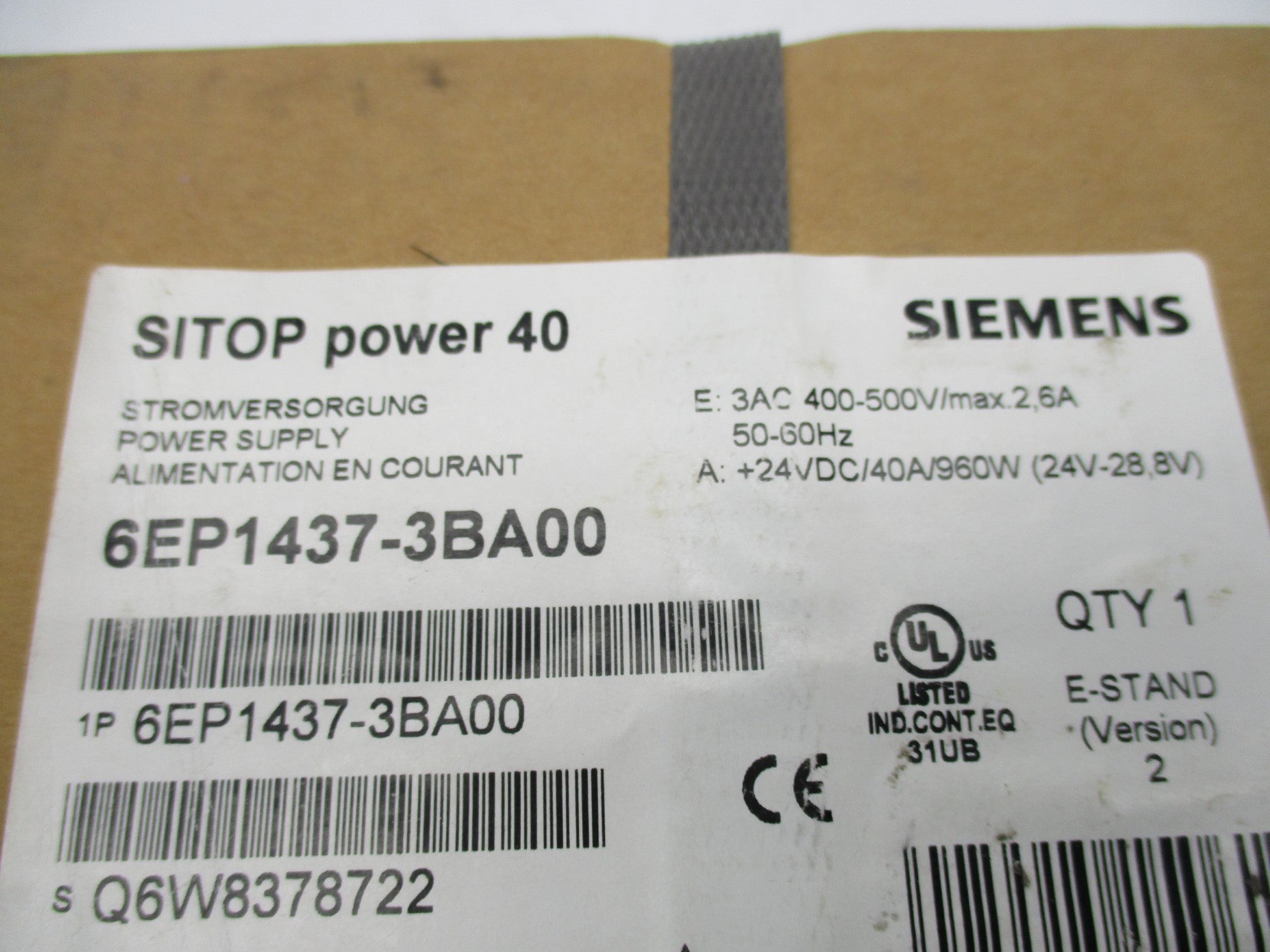 SIEMENS 6EP1437-3BA00 400-500V 2.6A NSFS