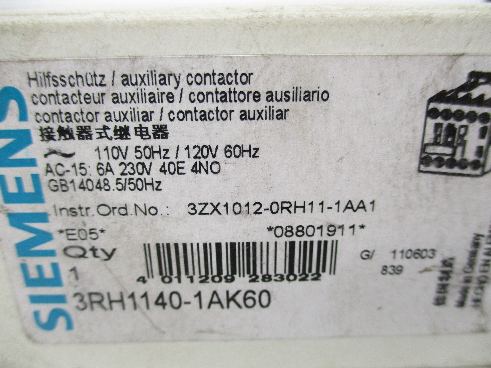 SIEMENS 3RH1140-1AK60 110/120V NSMP