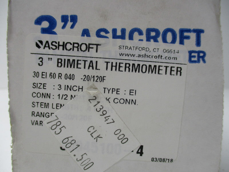 ASHCROFT 30-EI60-R-040-20/120F  NSMP