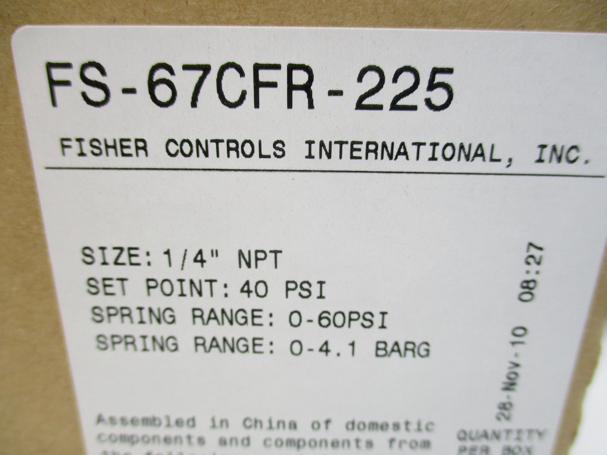 FISHER FS-67CFR-225 0-60PSI NSMP
