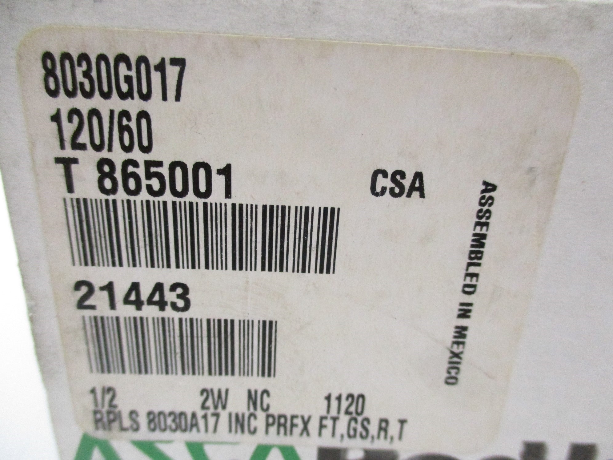 ASCO 8030G017 120V 15PSI 1/2" NSMP