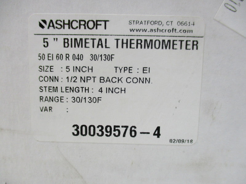 ASHCROFT 50-EI-60-R-040-30/130F  NSMP