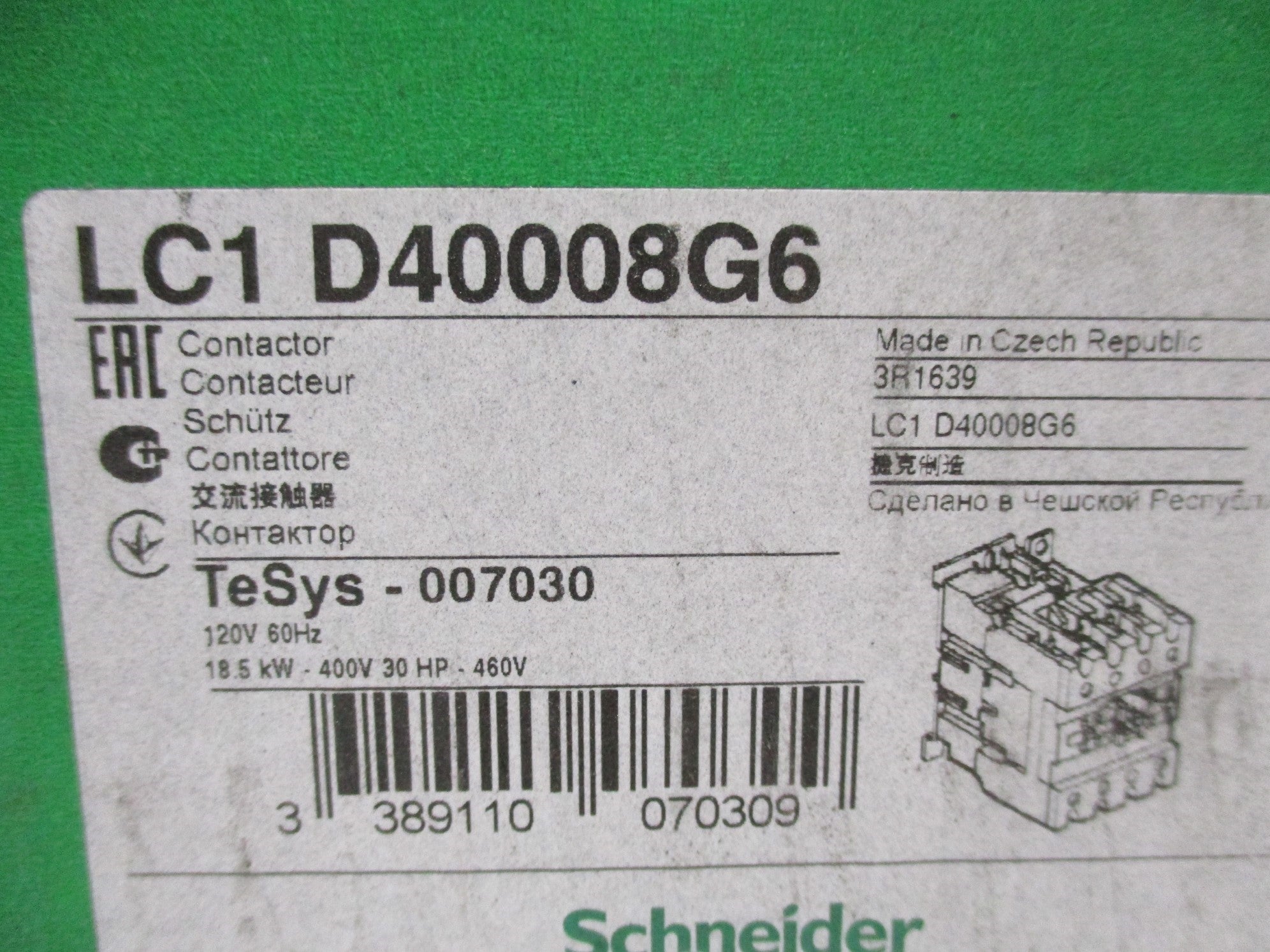 SCHNEIDER ELECTRIC LC1D40008G6 120V NSMP