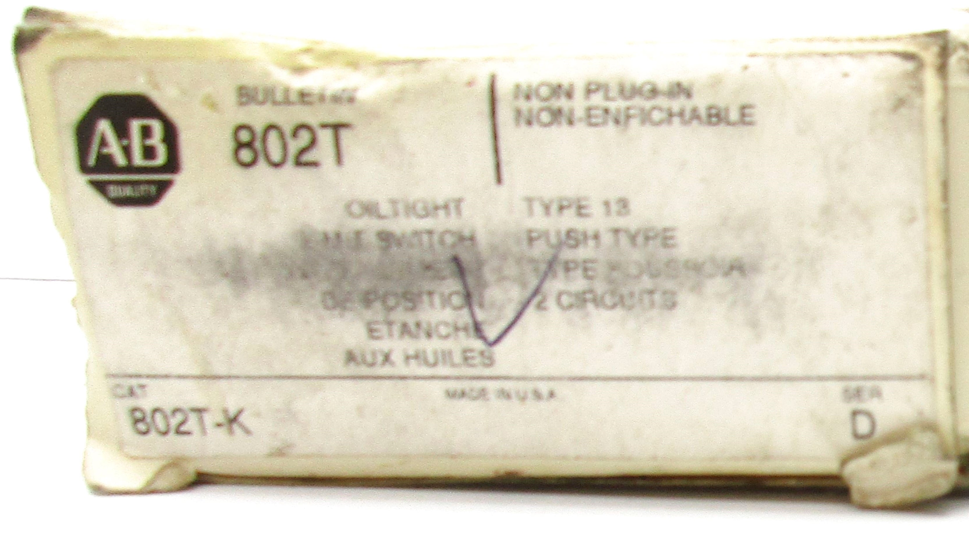 INDUSTRIAL SPARE PART 802T-K SER. D (AS PICTURED) (WH) NSMP