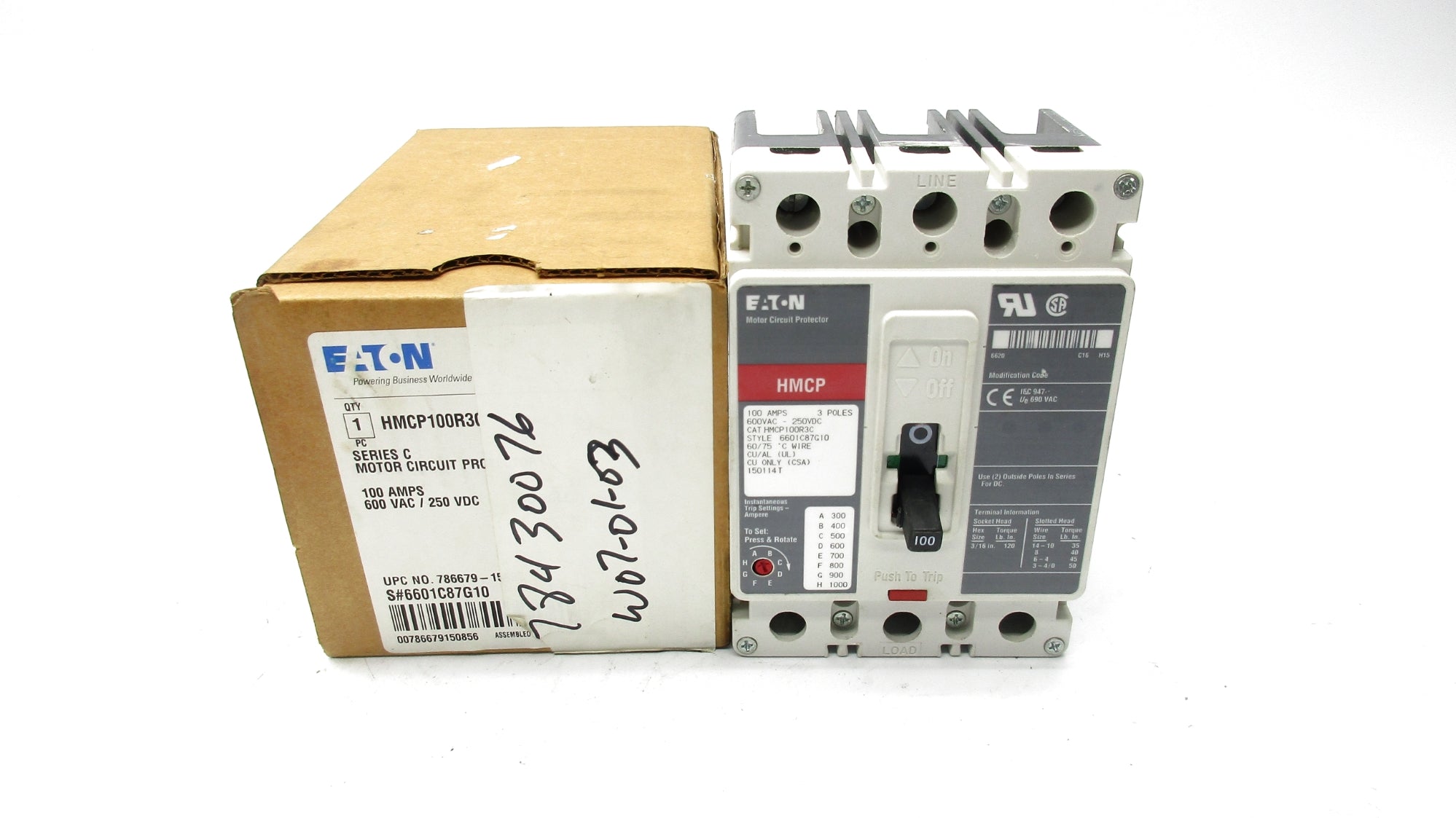 EATON HMCP100R3C 6601C87G10 SER. C 600VAC 100A NSMP