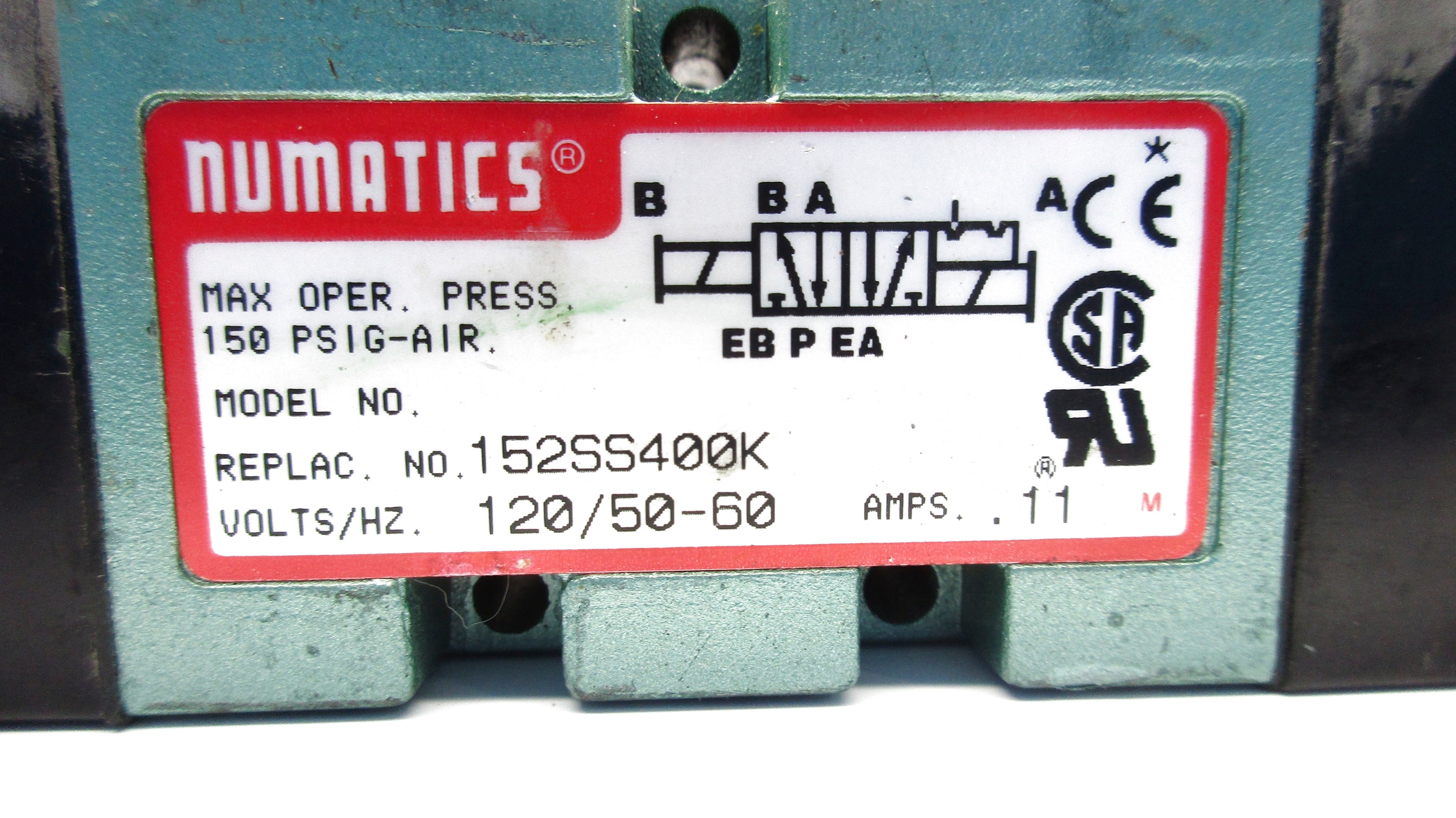 NUMATICS 152SS400K 120V 150PSIG UNMP