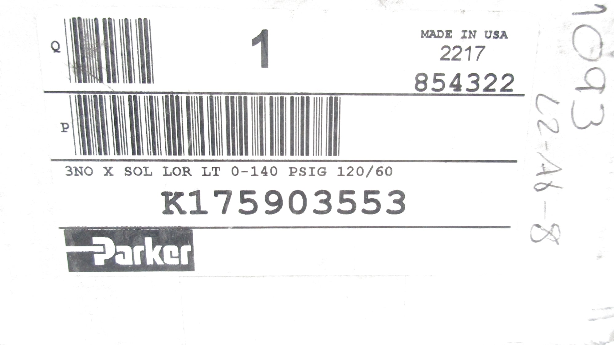 PARKER K175903553 120V 140PSI NSMP