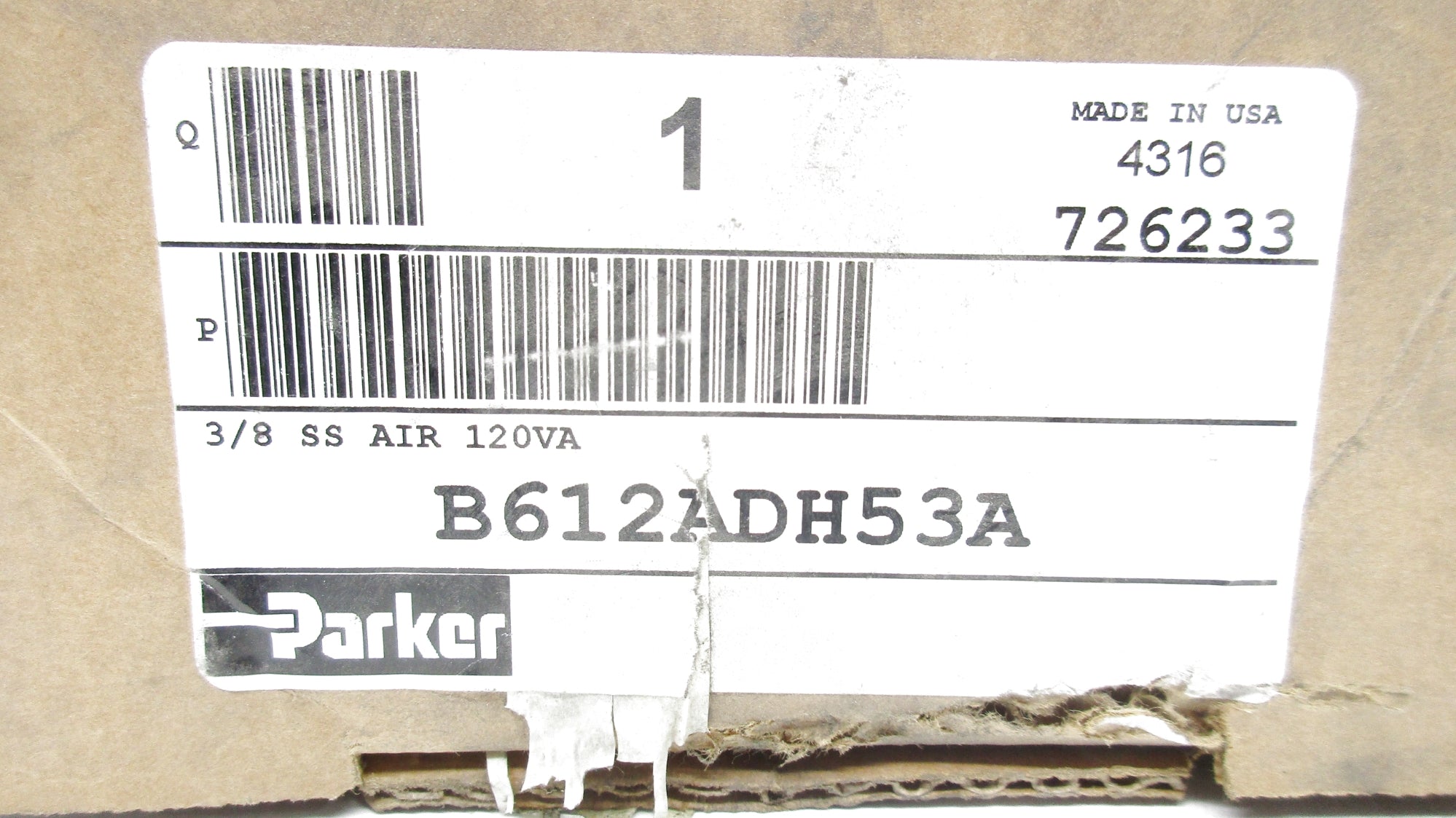 PARKER B612ADH53A 120V 145PSI 3/8" NSMP
