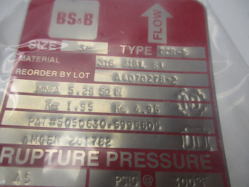 BS&B SAFETY SYSTEMS TYPE GCR-S A4070278-2  NSMP