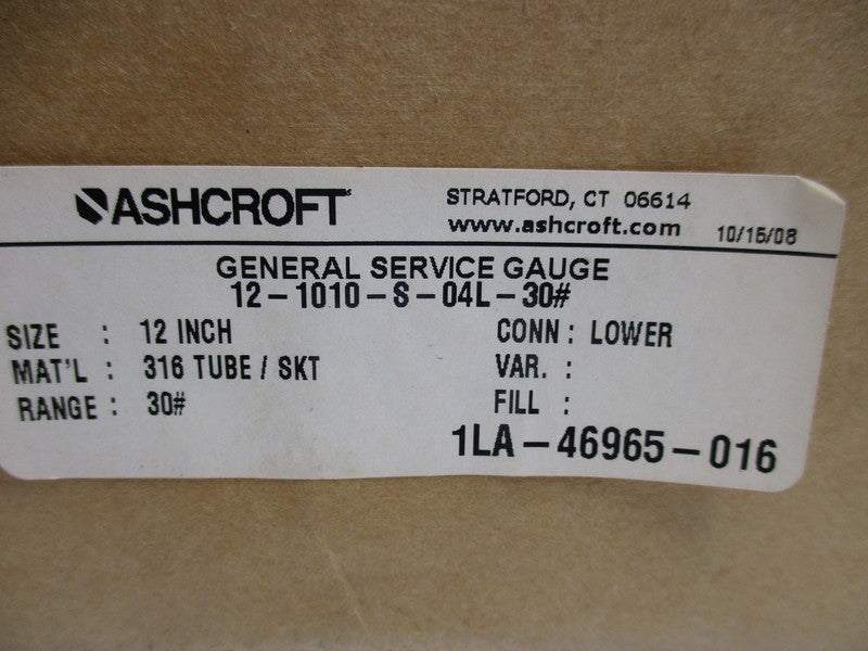 ASHCROFT 12-1010-S-04L-30#  NSMP