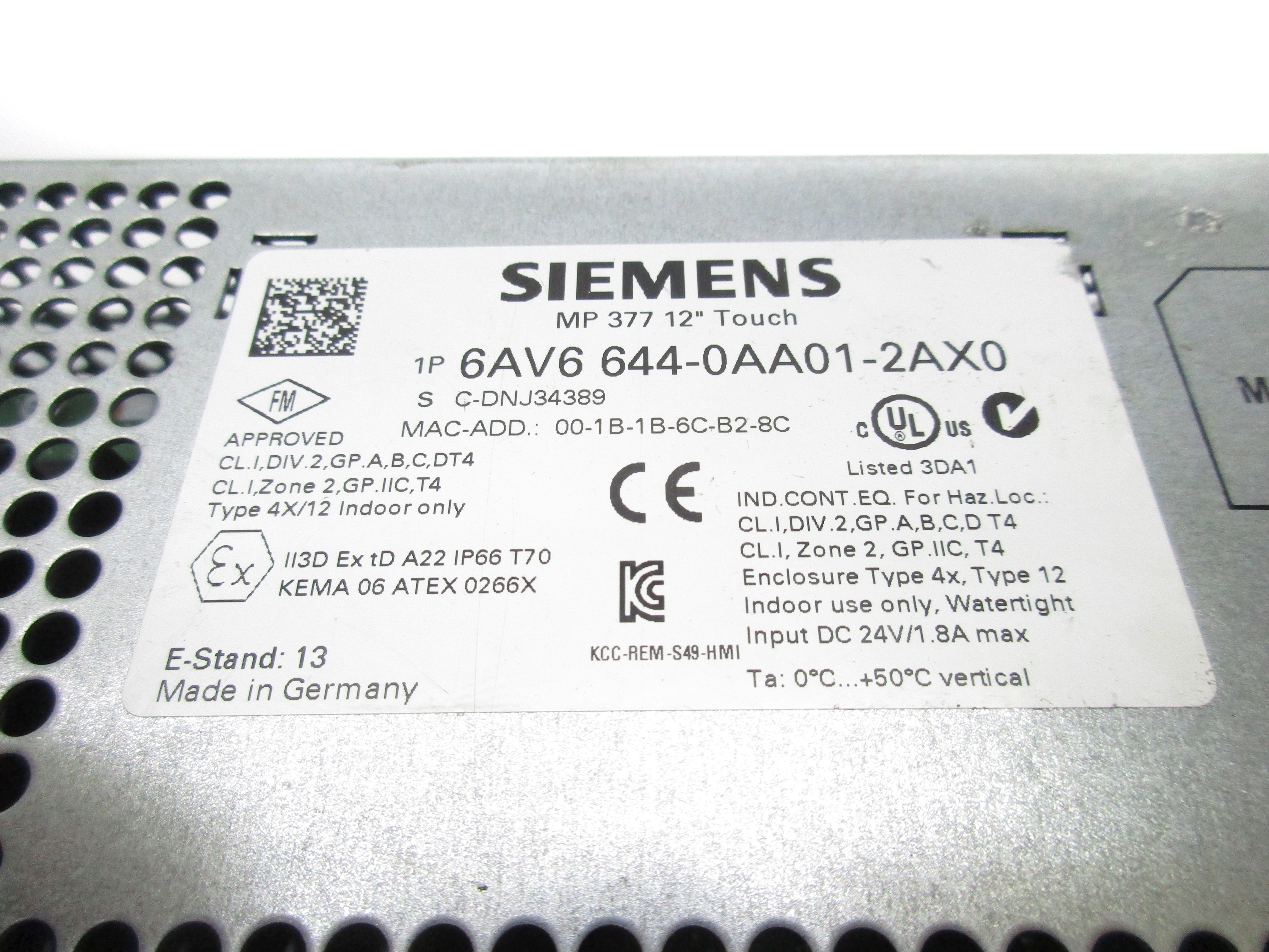 SIEMENS 6AV6644-0AA01-2AX0 24VDC 1.8A NSNP
