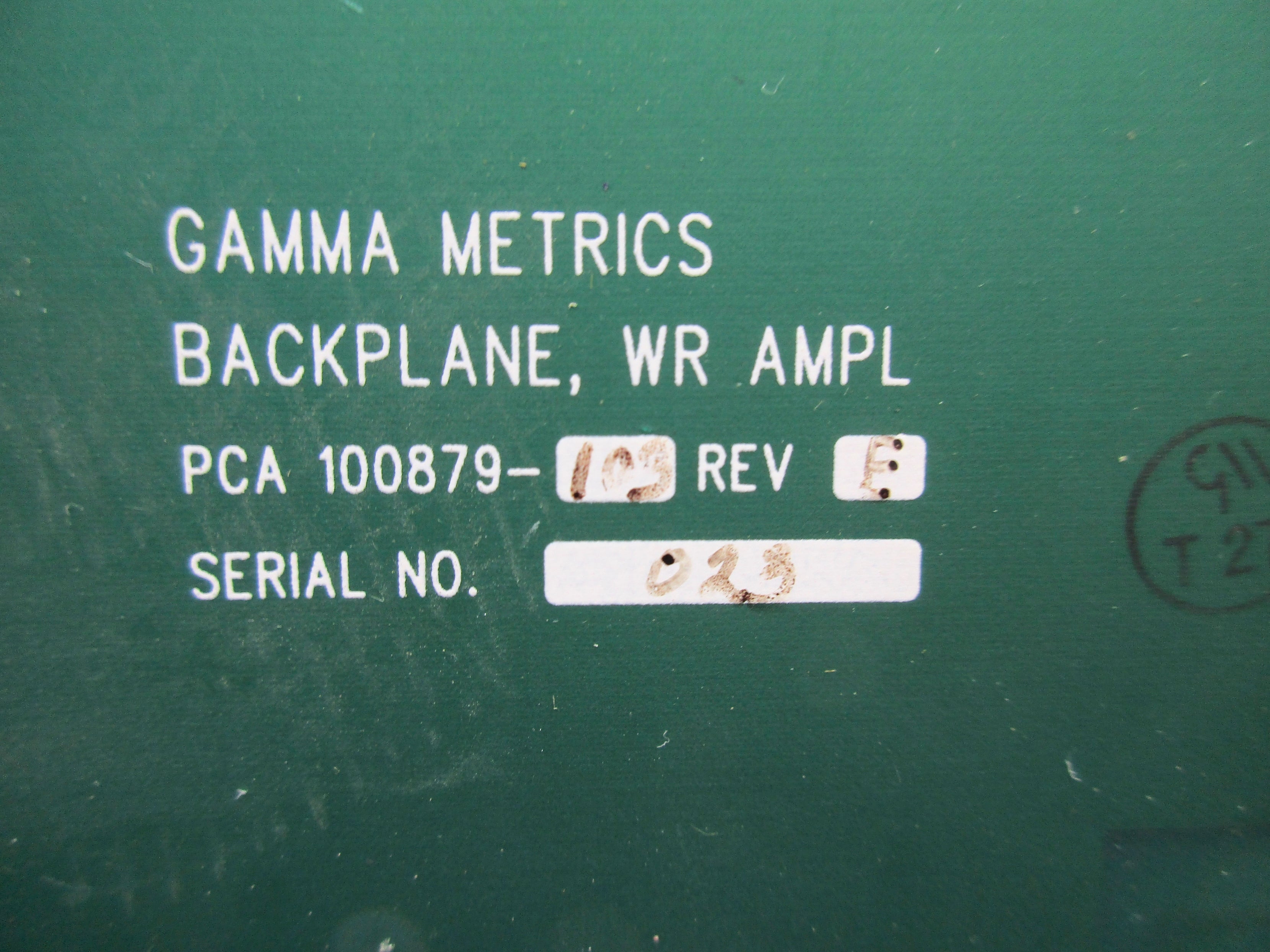 GAMMA METRICS 100879-105 REV. E NSNP