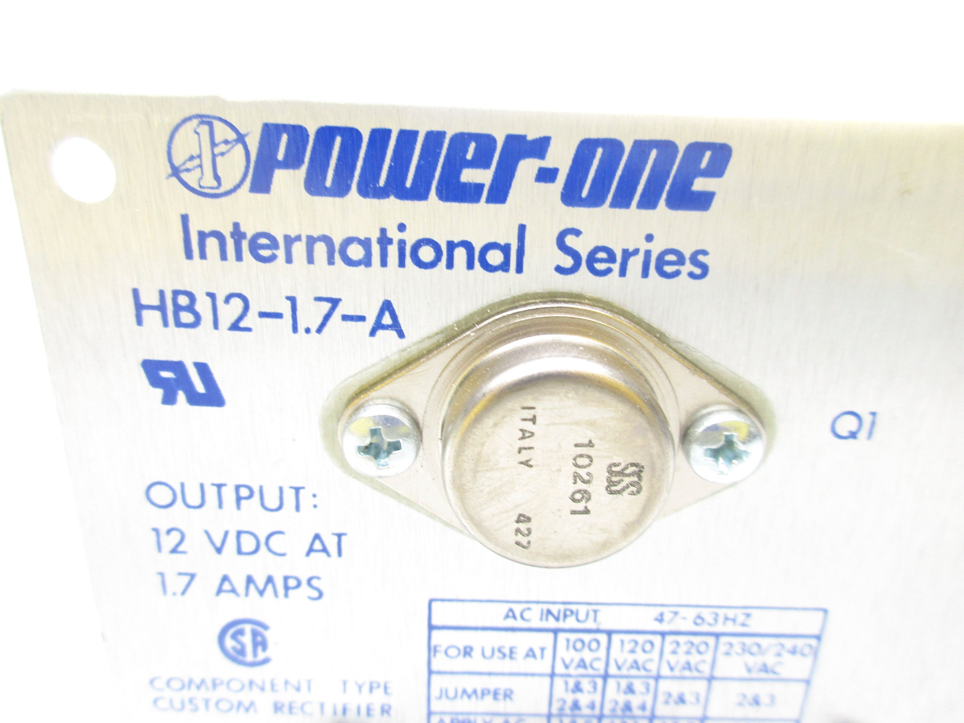 POWER-ONE HB12-1.7-A 230/240VAC .25A NSNP