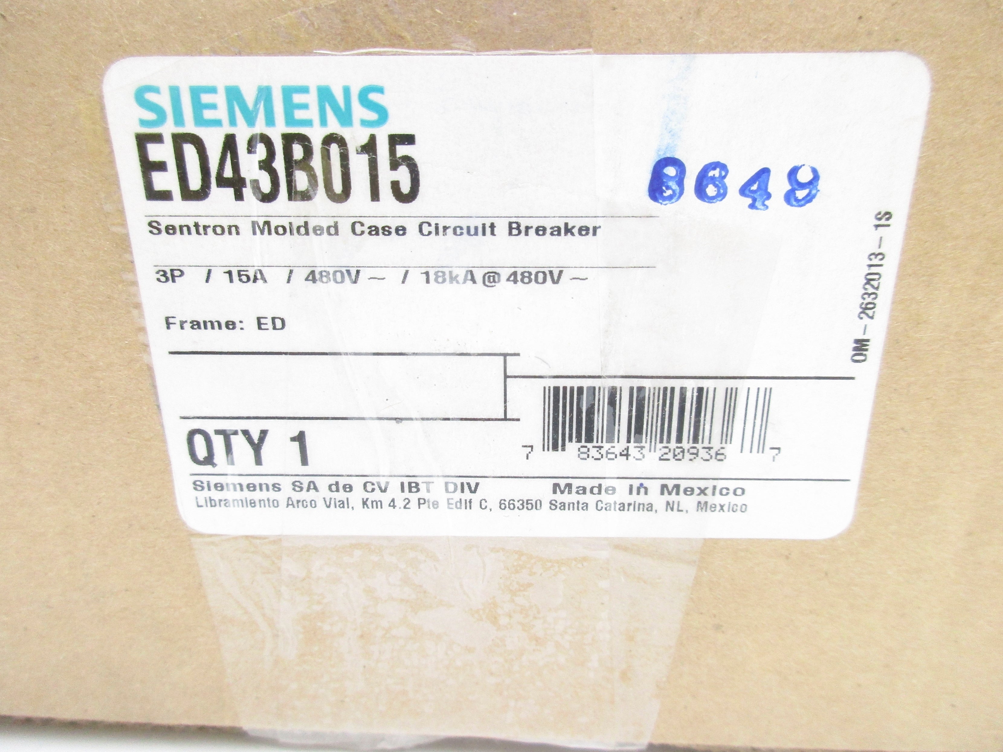 SIEMENS ED43B015 480V 15A NSMP