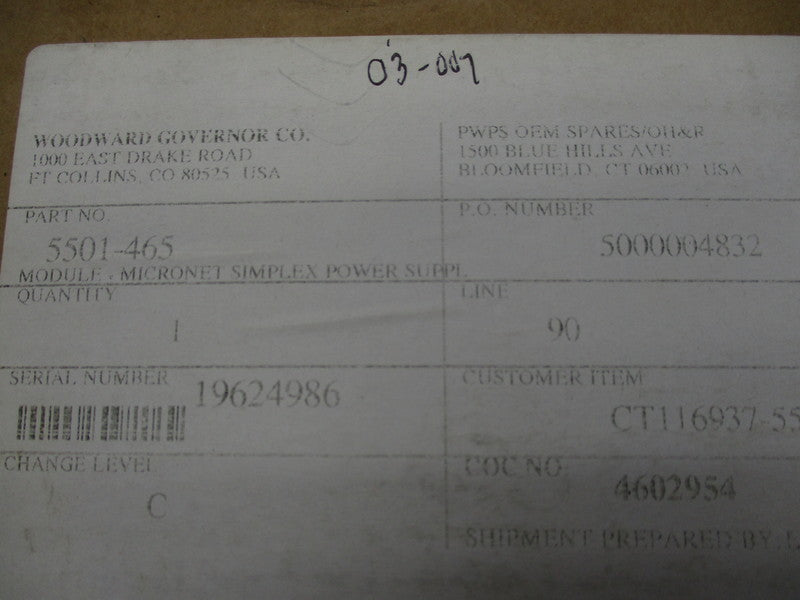 WOOWARD 5501-465  NSFS