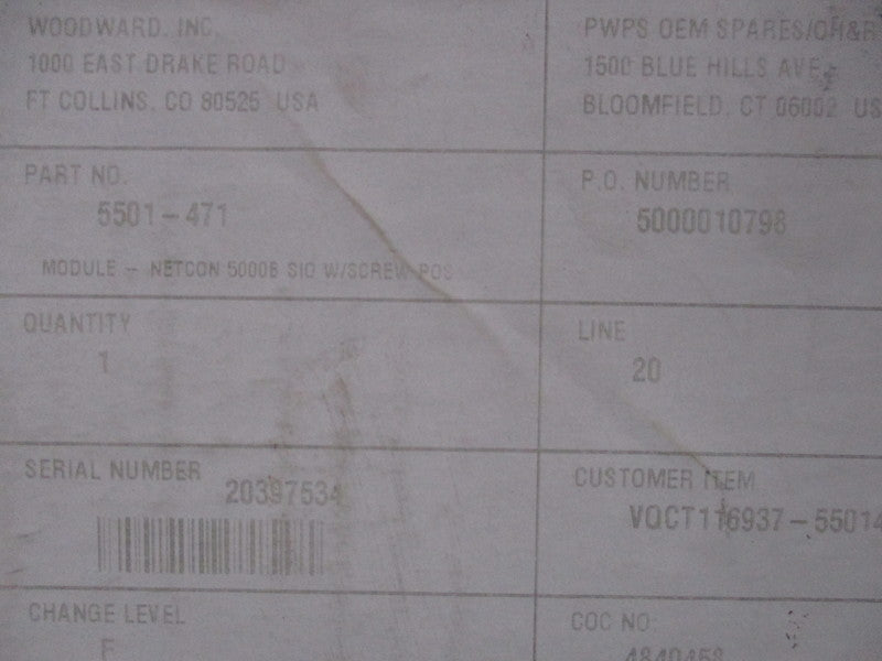 WOODWARD 5501-471  NSMP