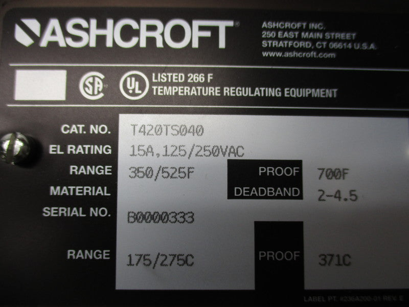 ASHCROFT T420TS040  NSNP
