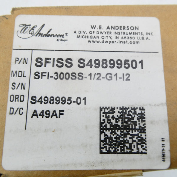 W.E. ANDERSON SFISSS49899501 SFI-300SS-1/2-G1-I2 NSFS