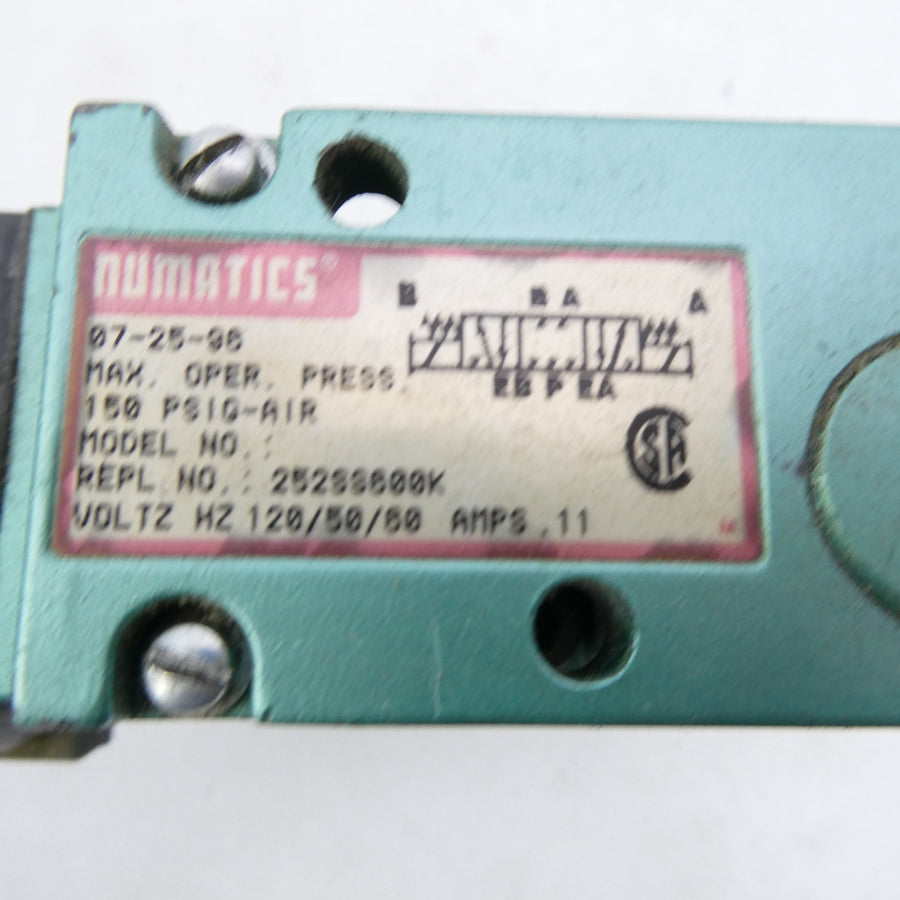 NUMATICS 252SS600K 120V .11A 150PSI UNMP