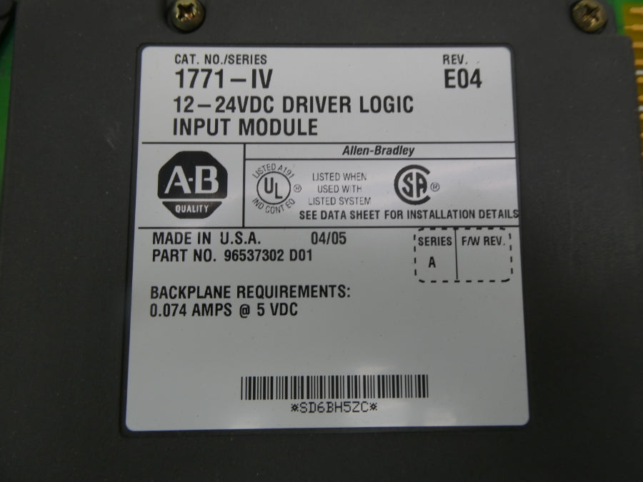 INDUSTRIAL SPARE PART 1771-IV SER. A 12-24VDC REV. E04 UNMP
