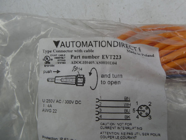 AUTOMATION DIRECT EVT223 ADOGH040VAS0010E04 250VAC 4A NSMP
