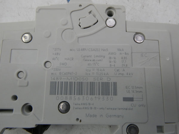 ALLEN BRADLEY 1489-M1D050 SER. D 277V 5A (PKG OF 2) NSMP