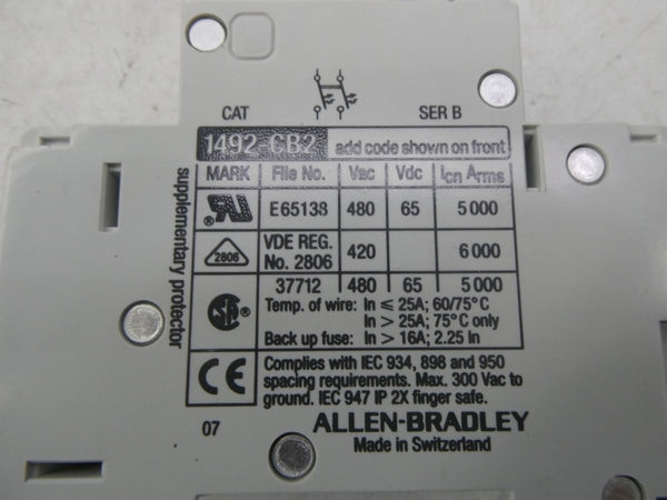 ALLEN BRADLEY 1492-CB2H010 SER. B 480VAC 1A NSNP