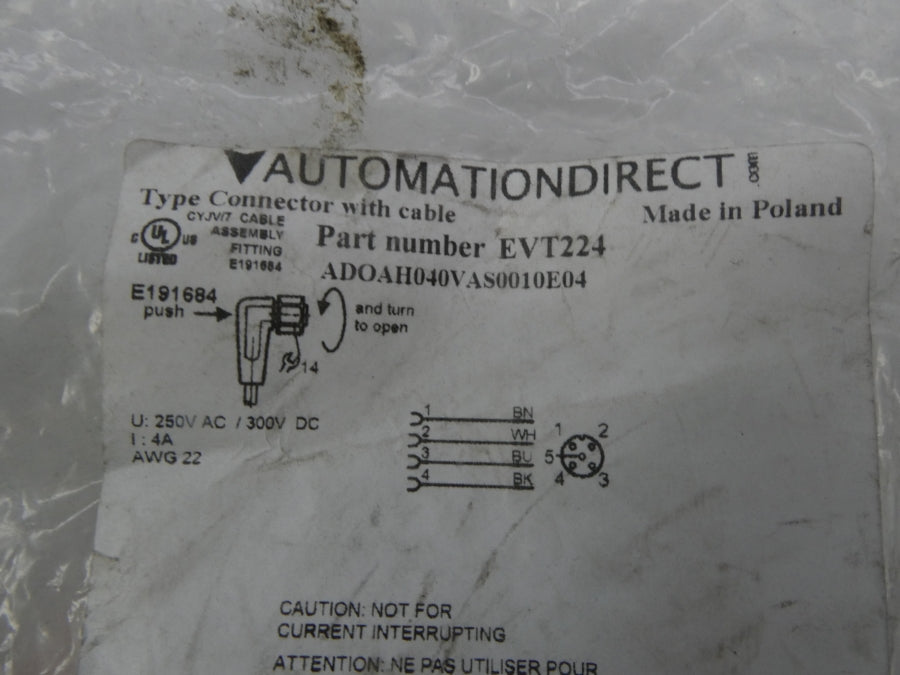 AUTOMATION DIRECT EVT224 ADOAH040VAS0010E04 250VAC 4A NSMP