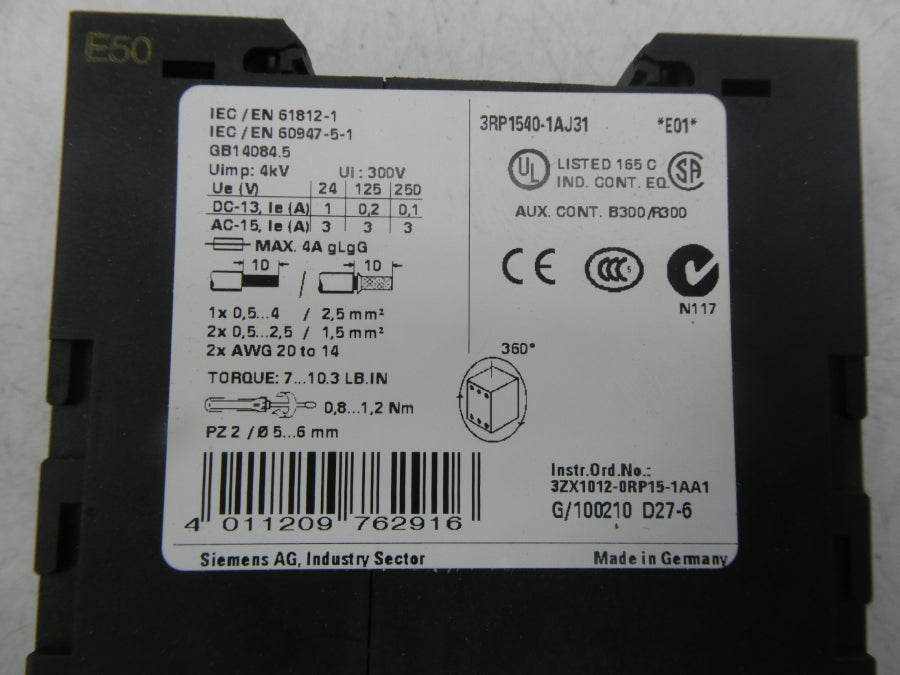 SIEMENS 3RP1540-1AJ31 100-127VAC 0.05S-600S NSMP